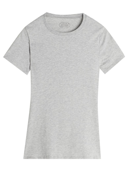 Blusa De Manga Curta Em Algodão Supima® Elástico - Cinza