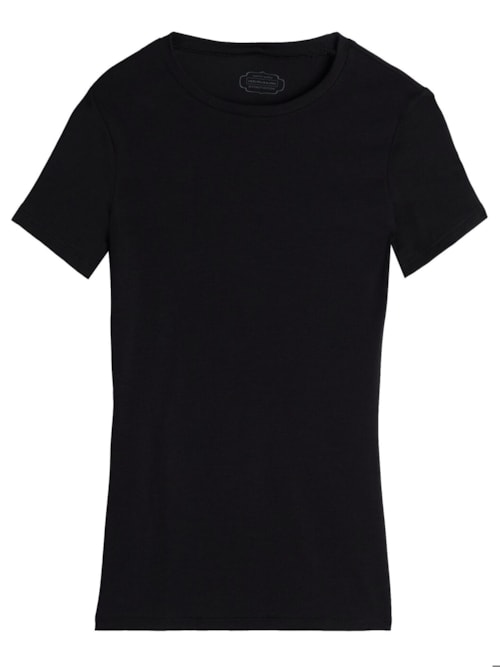 Blusa De Manga Curta Em Algodão Supima® Elástico - Preto