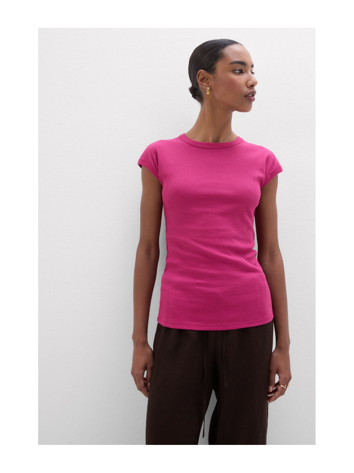 Blusa De Manga Curta Em Algodão Supima Canelado Rosa Intimissimi