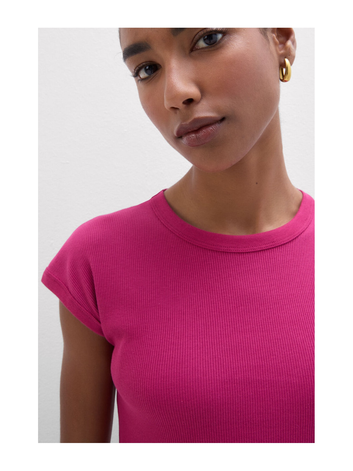 Blusa De Manga Curta Em Algodão Supima Canelado Rosa Intimissimi