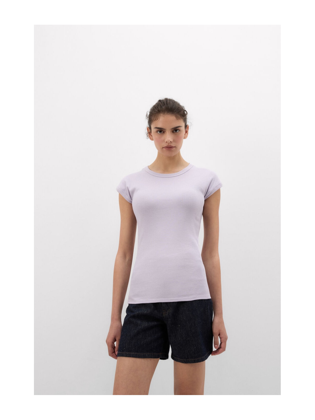 Blusa De Manga Curta Em Algodão Supima Canelado Roxo Intimissimi