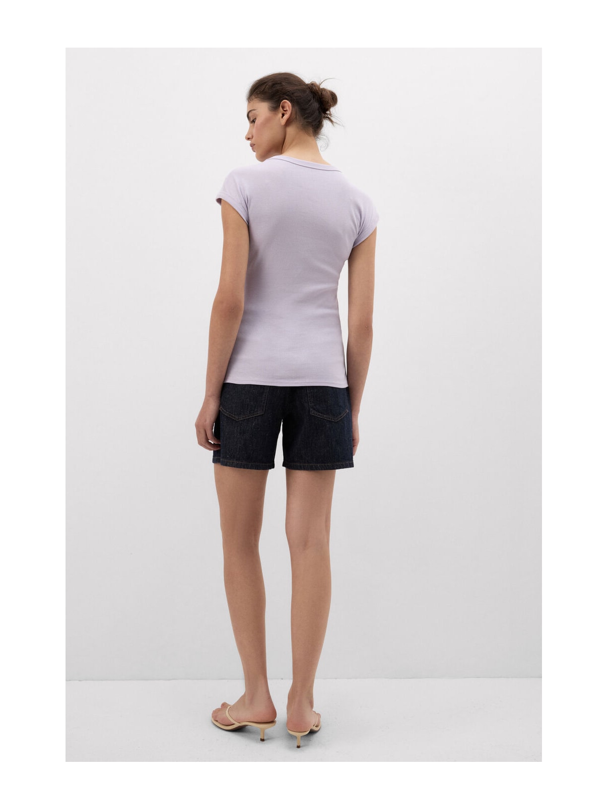 Blusa De Manga Curta Em Algodão Supima Canelado Roxo Intimissimi