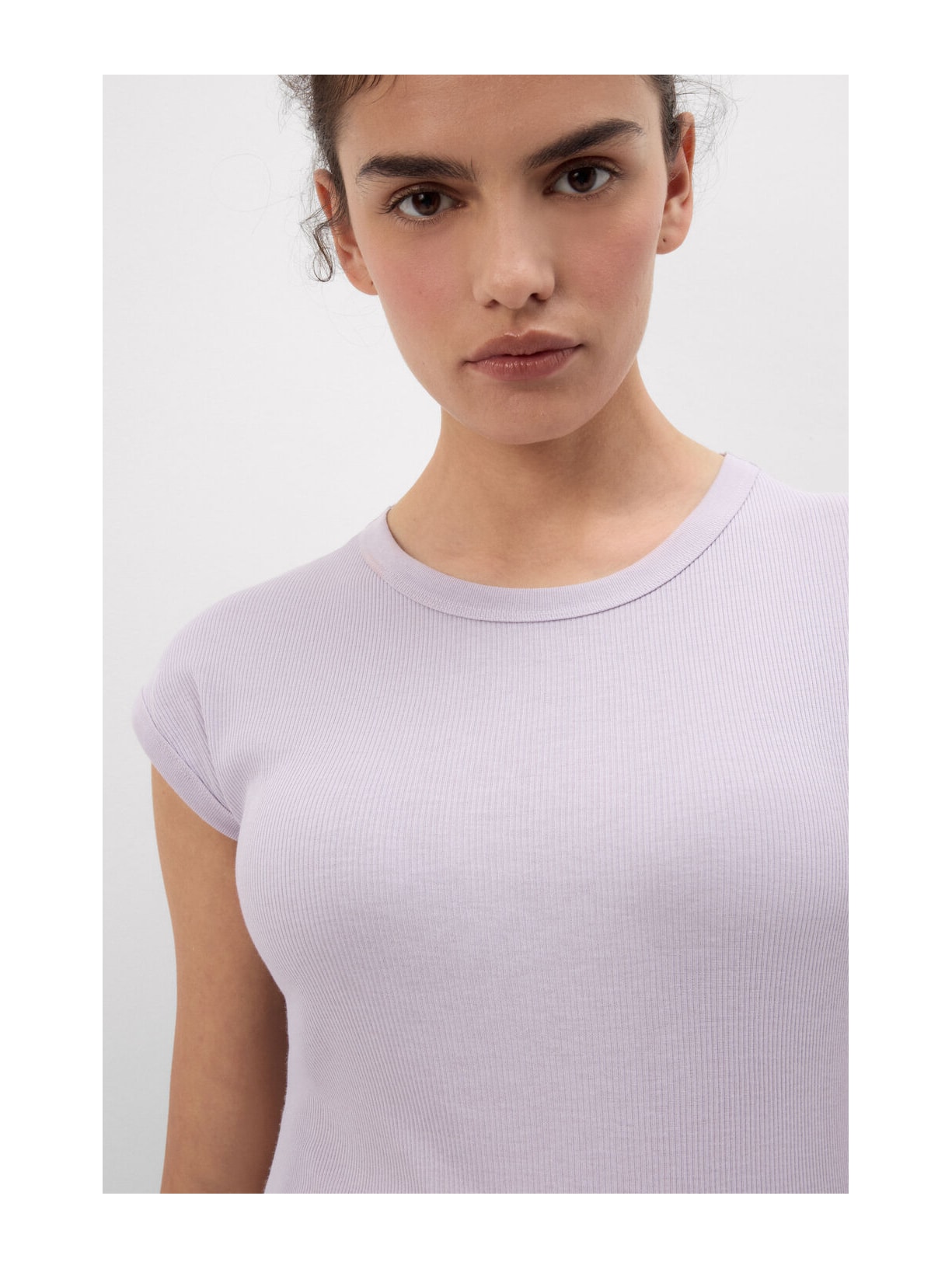 Blusa De Manga Curta Em Algodão Supima Canelado Roxo Intimissimi
