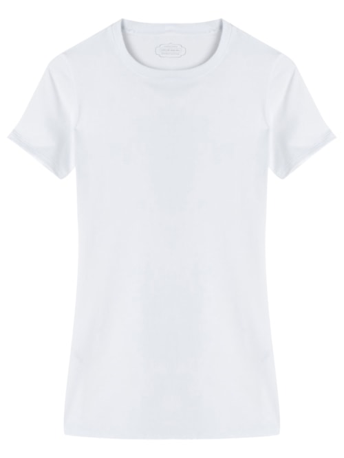 Blusa De Manga Curta Em Algodão Supima® Elástico - Branco