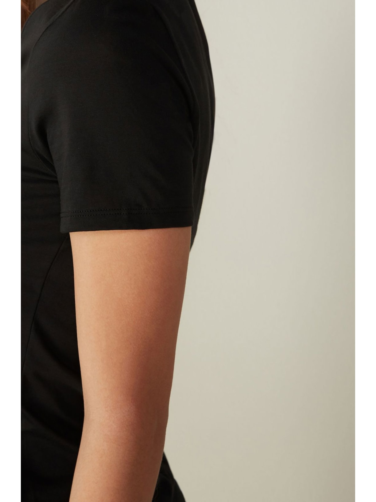 Blusa De Manga Curta Em Algodão Supima® Ultrafresh Preto Intimissimi