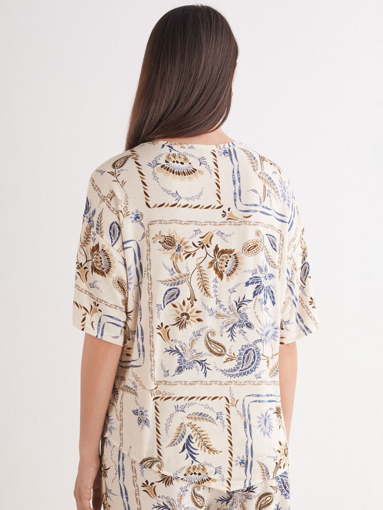 Blusa De Manga Curta Em Fresh Bamboo Italian Riviera Bege Intimissimi