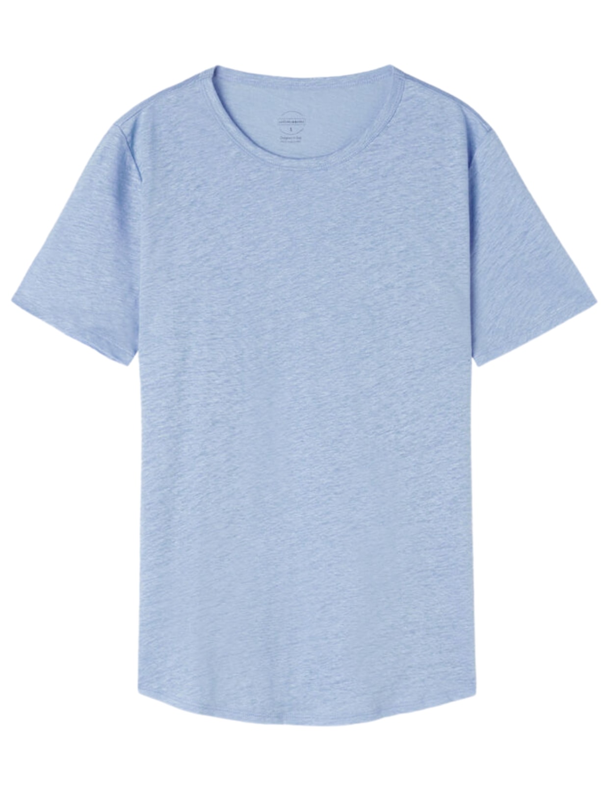 Blusa De Manga Curta Em Linho - Azul