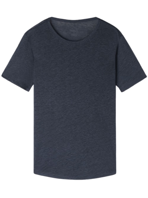 Blusa De Manga Curta Em Linho - Azul
