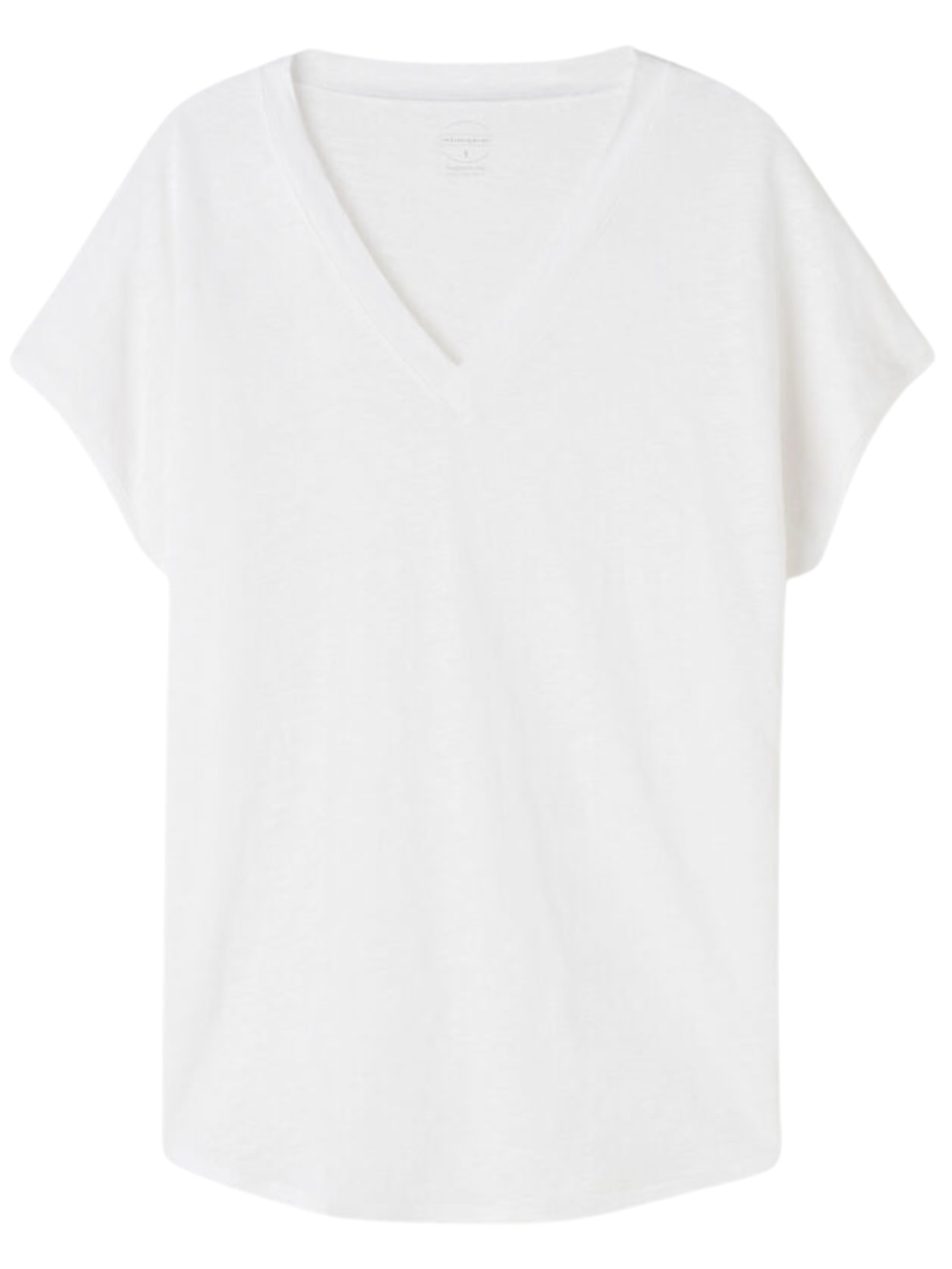 Blusa De Manga Curta Em Linho Com Decote Em v - Branco
