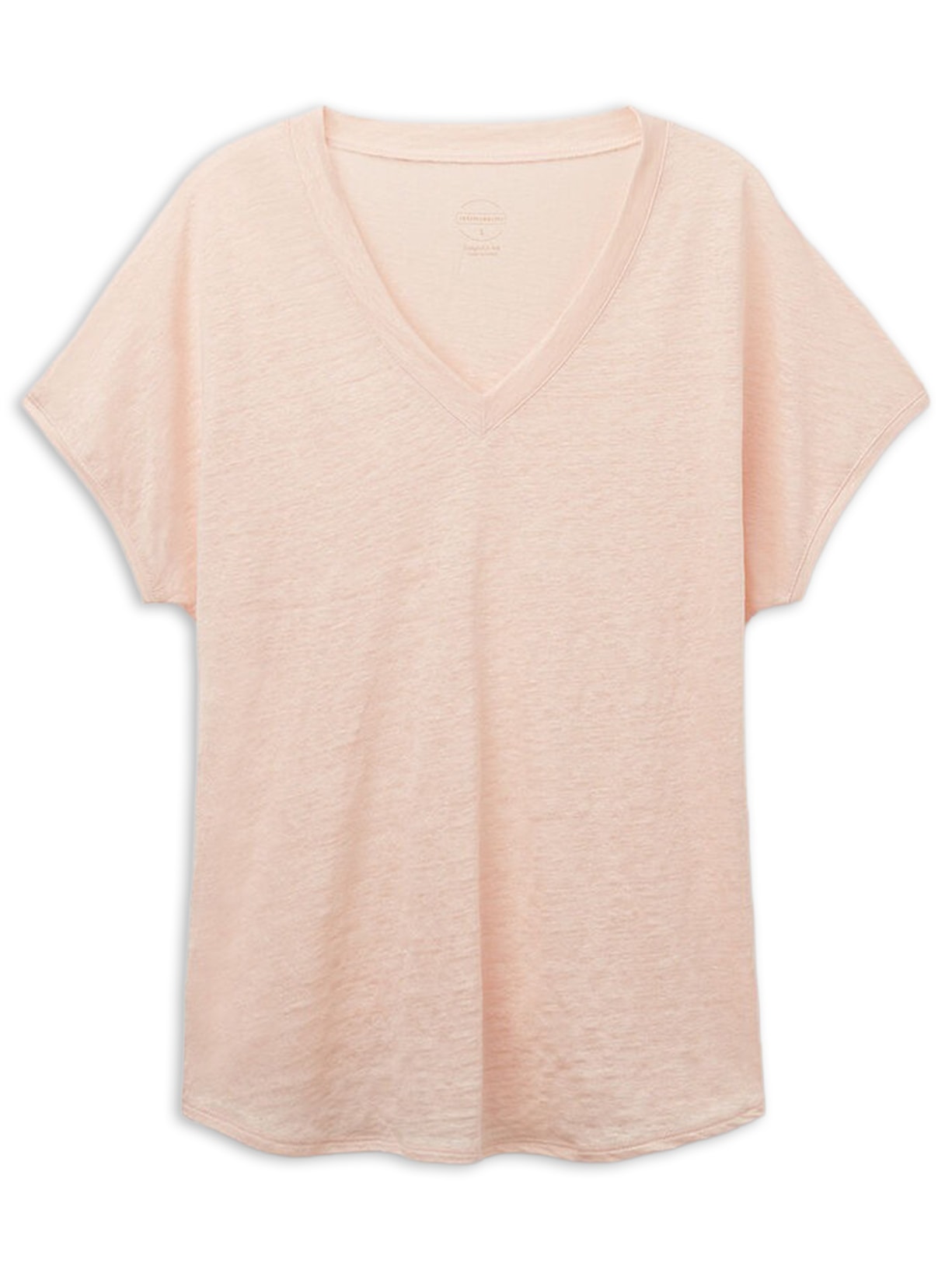 Blusa De Manga Curta Em Linho Com Decote Em v The Pure Linen - Rosa