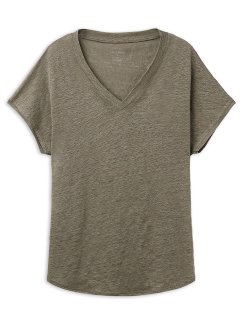 Blusa De Manga Curta Em Linho Com Decote Em v The Pure Linen - Verde