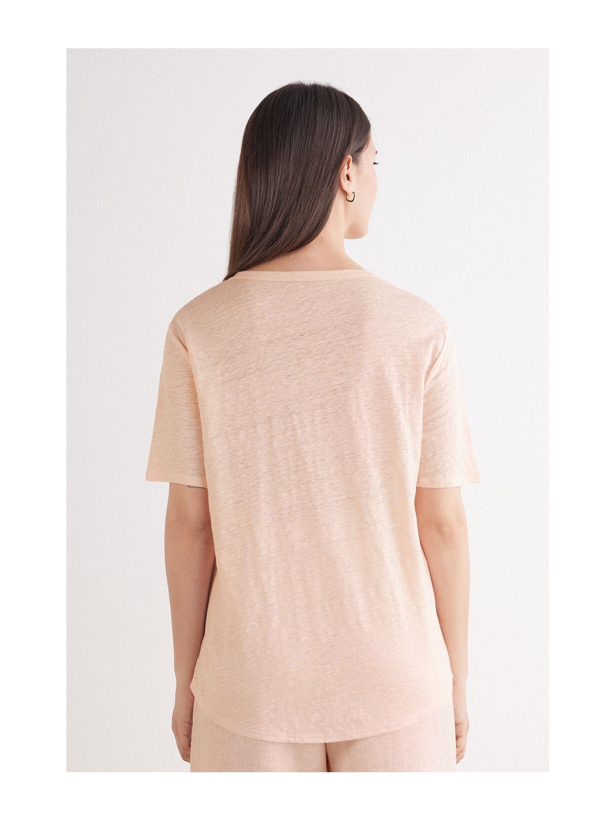 Blusa De Manga Curta Em Linho The Pure Linen Rosa Intimissimi