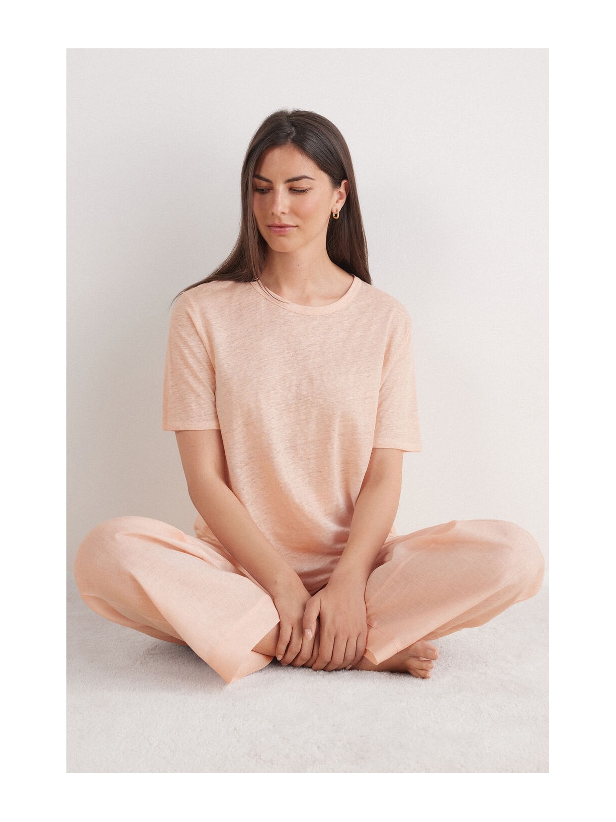 Blusa De Manga Curta Em Linho The Pure Linen Rosa Intimissimi