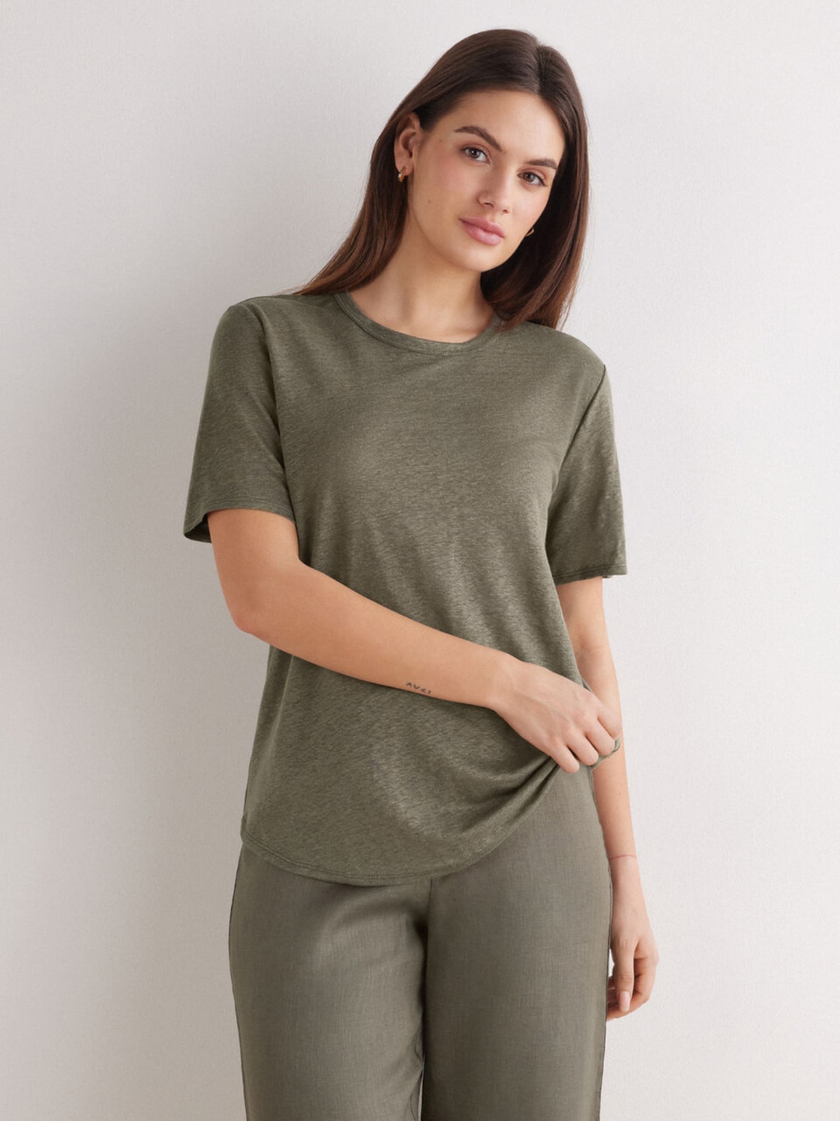 Blusa De Manga Curta Em Linho The Pure Linen Verde Intimissimi