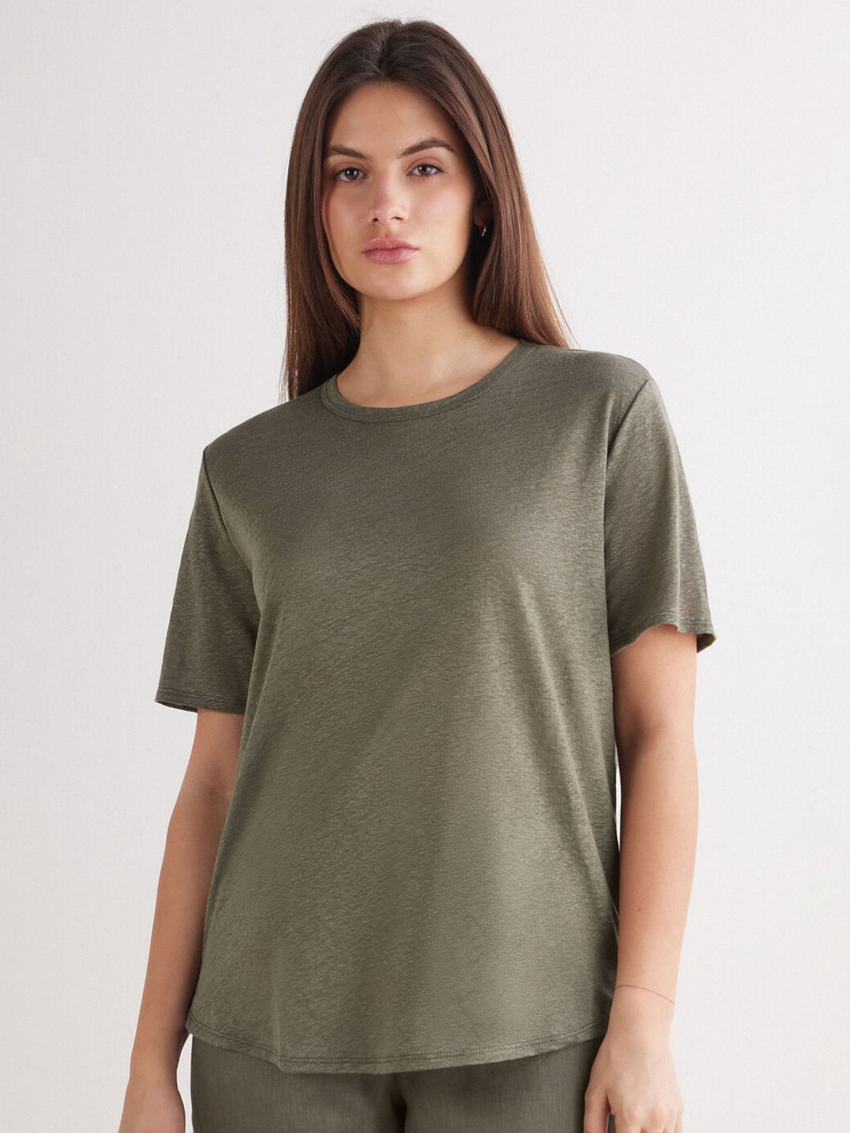 Blusa De Manga Curta Em Linho The Pure Linen Verde Intimissimi