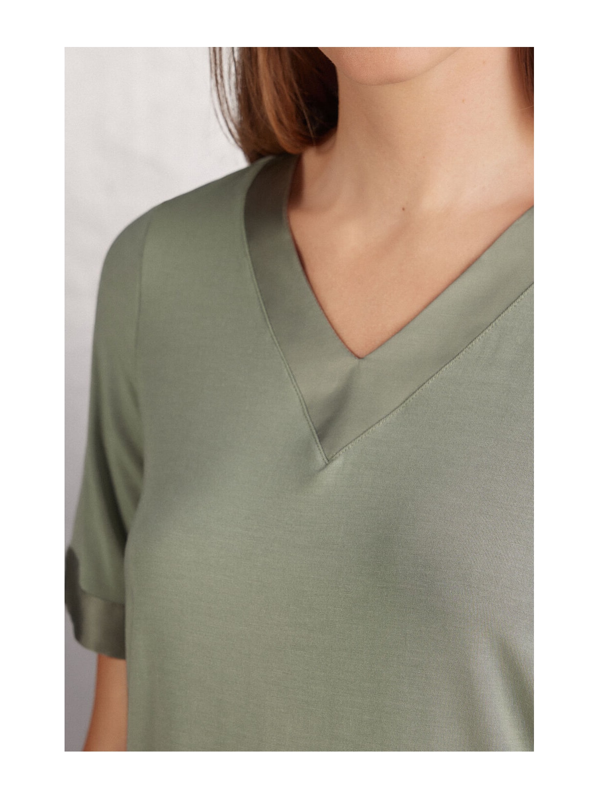 Blusa De Manga Curta Em Modal Satin Details Verde Intimissimi