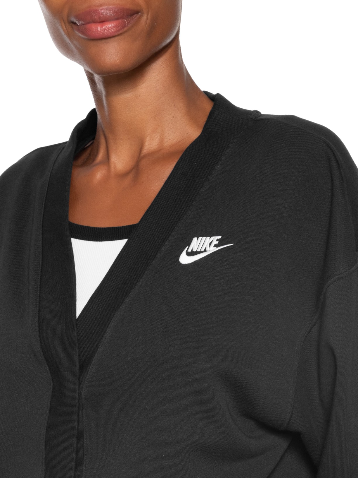 Blusa de Moletom Feminina W NSW Club FLC Loose Cardigan Preto Nike