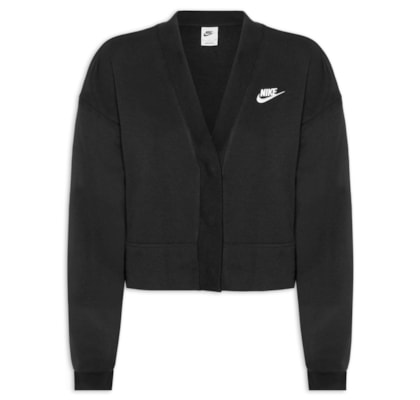 Blusa de Moletom Feminina W NSW Club FLC Loose Cardigan - Preto