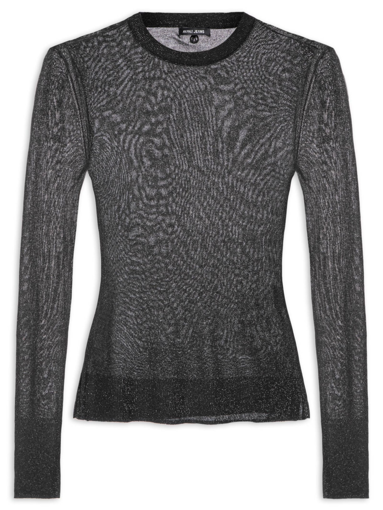 Blusa de Tricot Acinturada Manga Longa - Preto