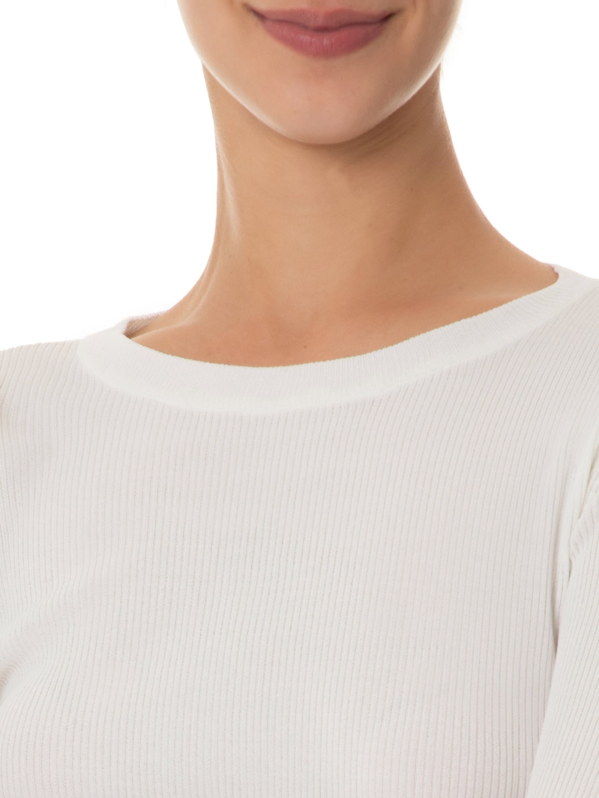 Blusa De Tricot Canelado Manga Longa Básica Off White Animale
