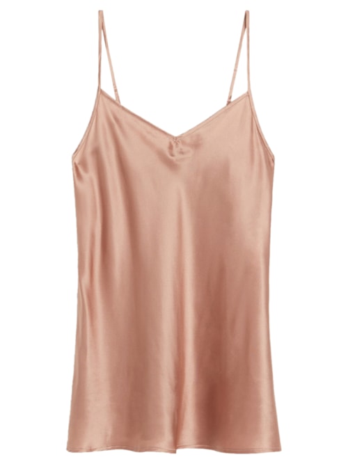 Blusa Em Cetim De Seda Com Decote Em v - Rosa