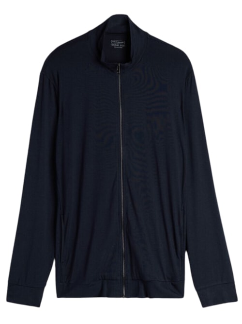 Blusa Em Felpa Com Zíper Em Seda e Modal - Azul