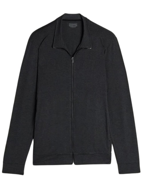 Blusa Em Felpa Com Zíper Em Seda e Modal - Cinza