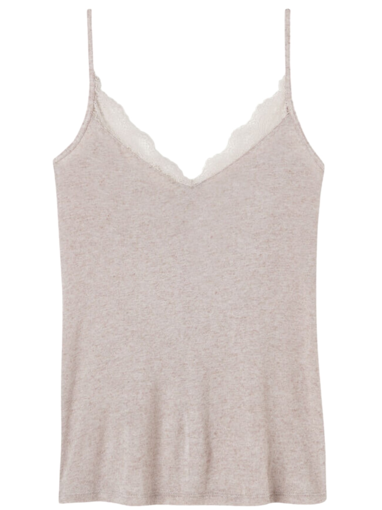 Blusa Em Modal Ultralight Com Cashmere e Renda - Bege