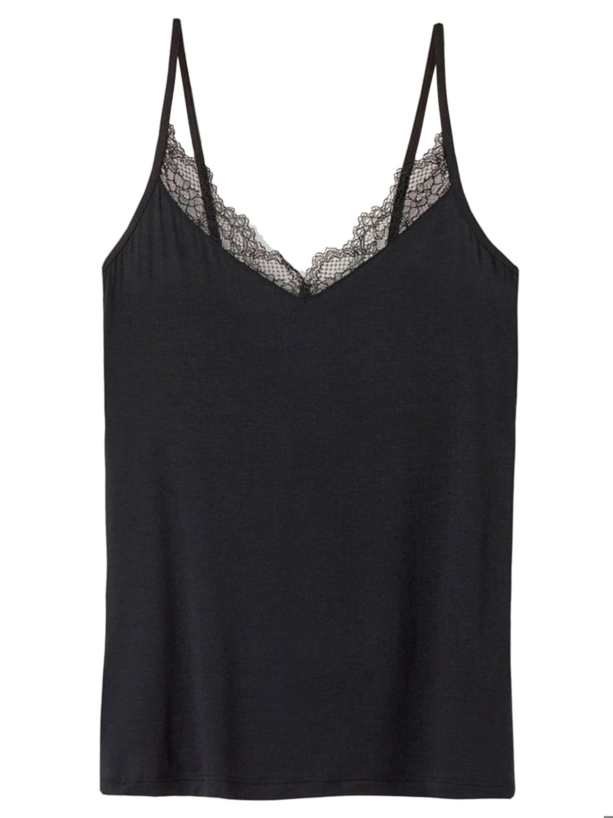 Blusa Em Modal Ultralight Com Cashmere e Renda - Preto