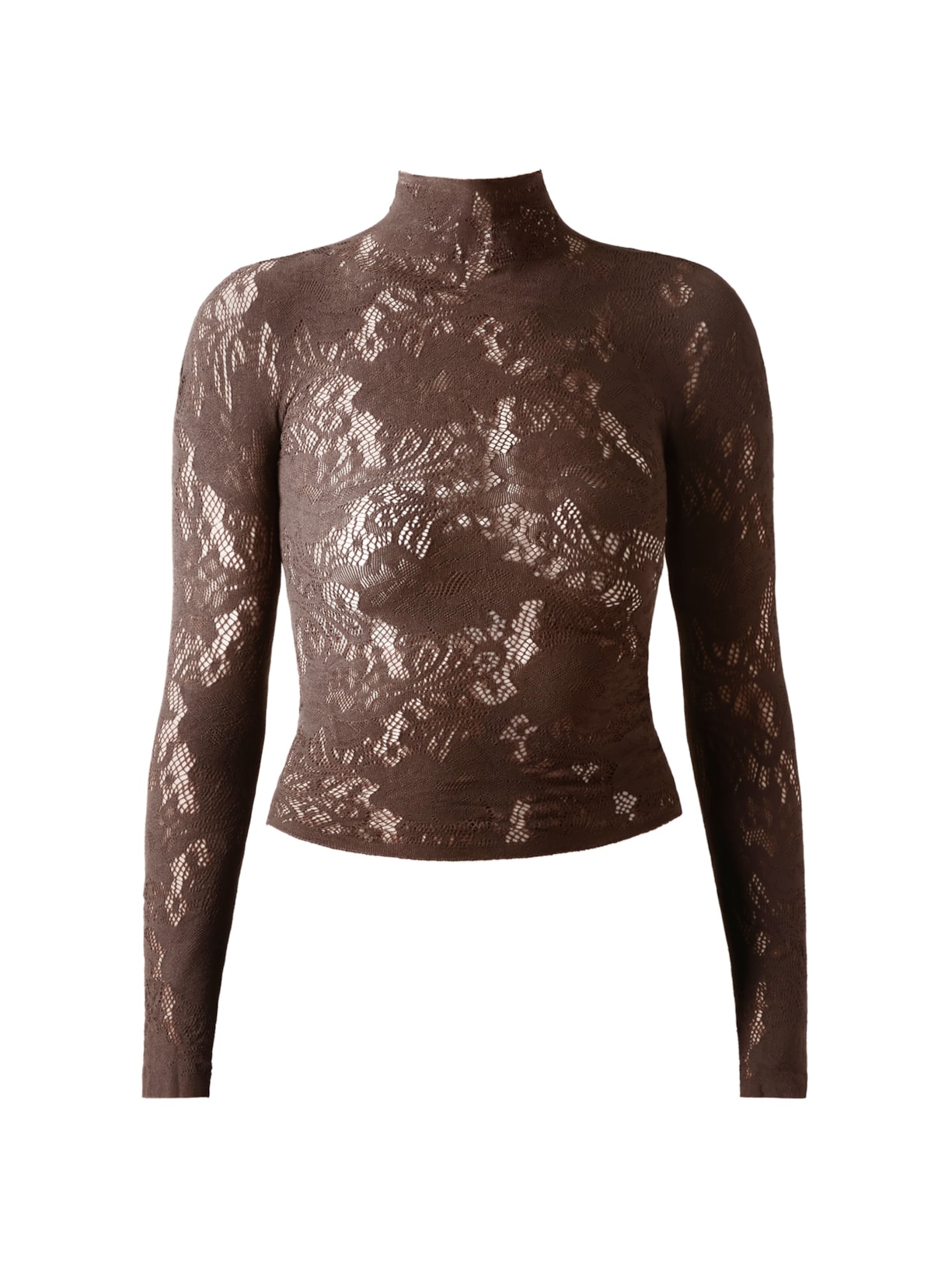 Blusa Em Renda Com Padrão Floral Marrom Calzedonia