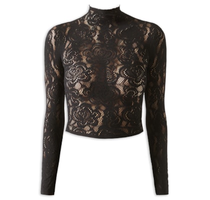 Blusa Em Renda - Preto