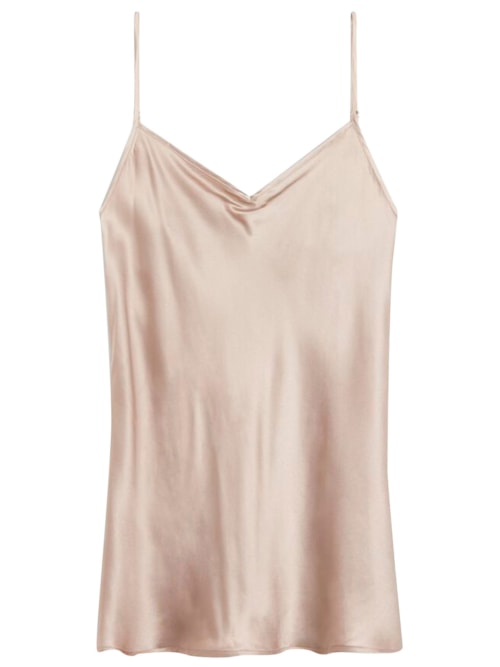 Blusa Em Seda Com Decote Em v - Marrom