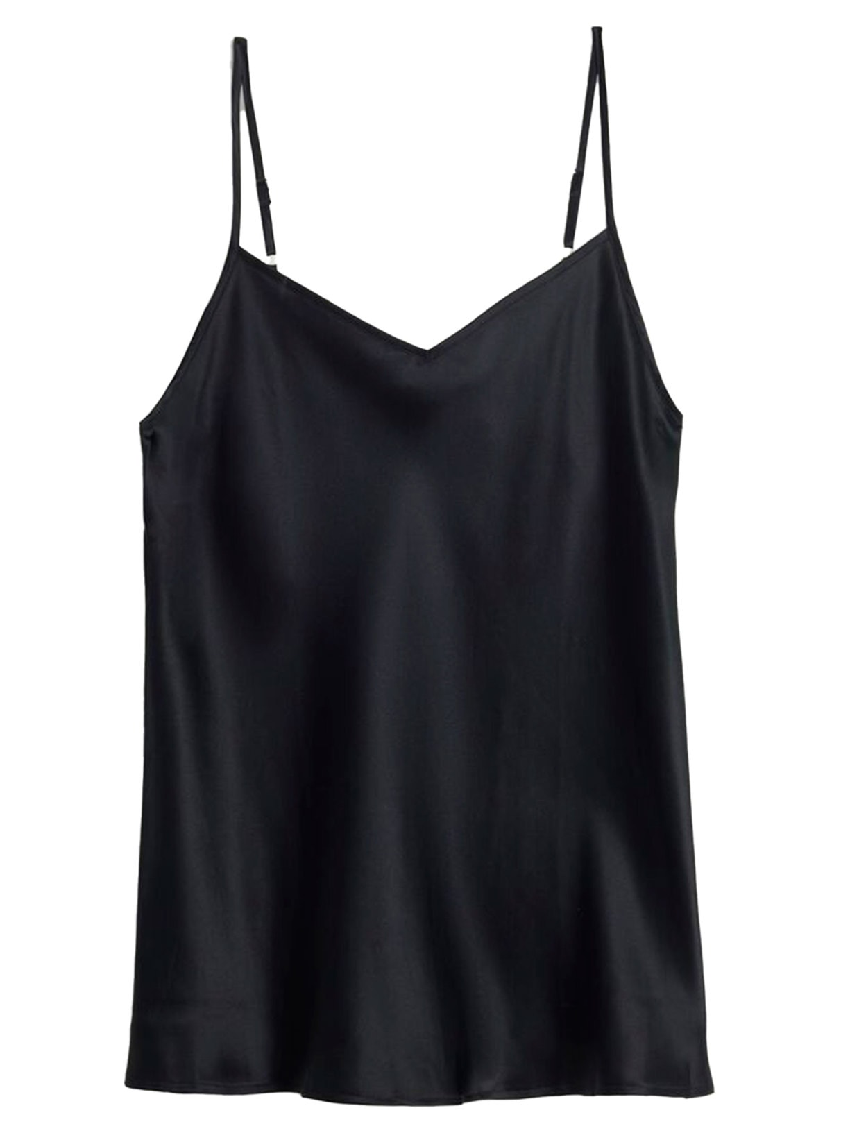 Blusa Em Seda Com Decote Em v - Preto