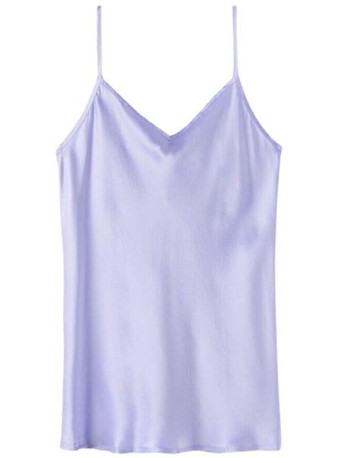 Blusa Em Seda Com Decote Em v - Roxo