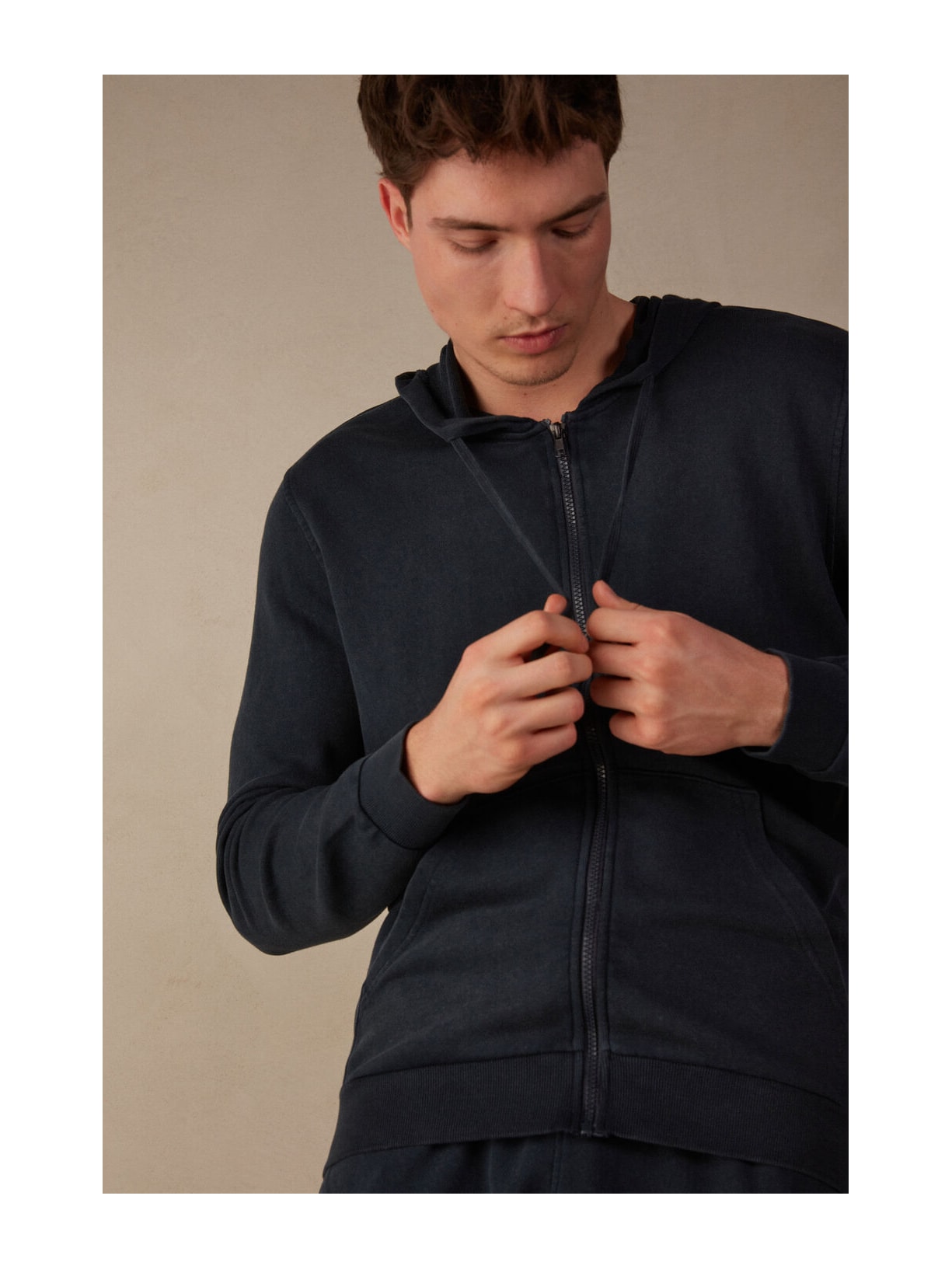 Blusa Felpa Com Zíper Washed Collection Azul Intimissimi