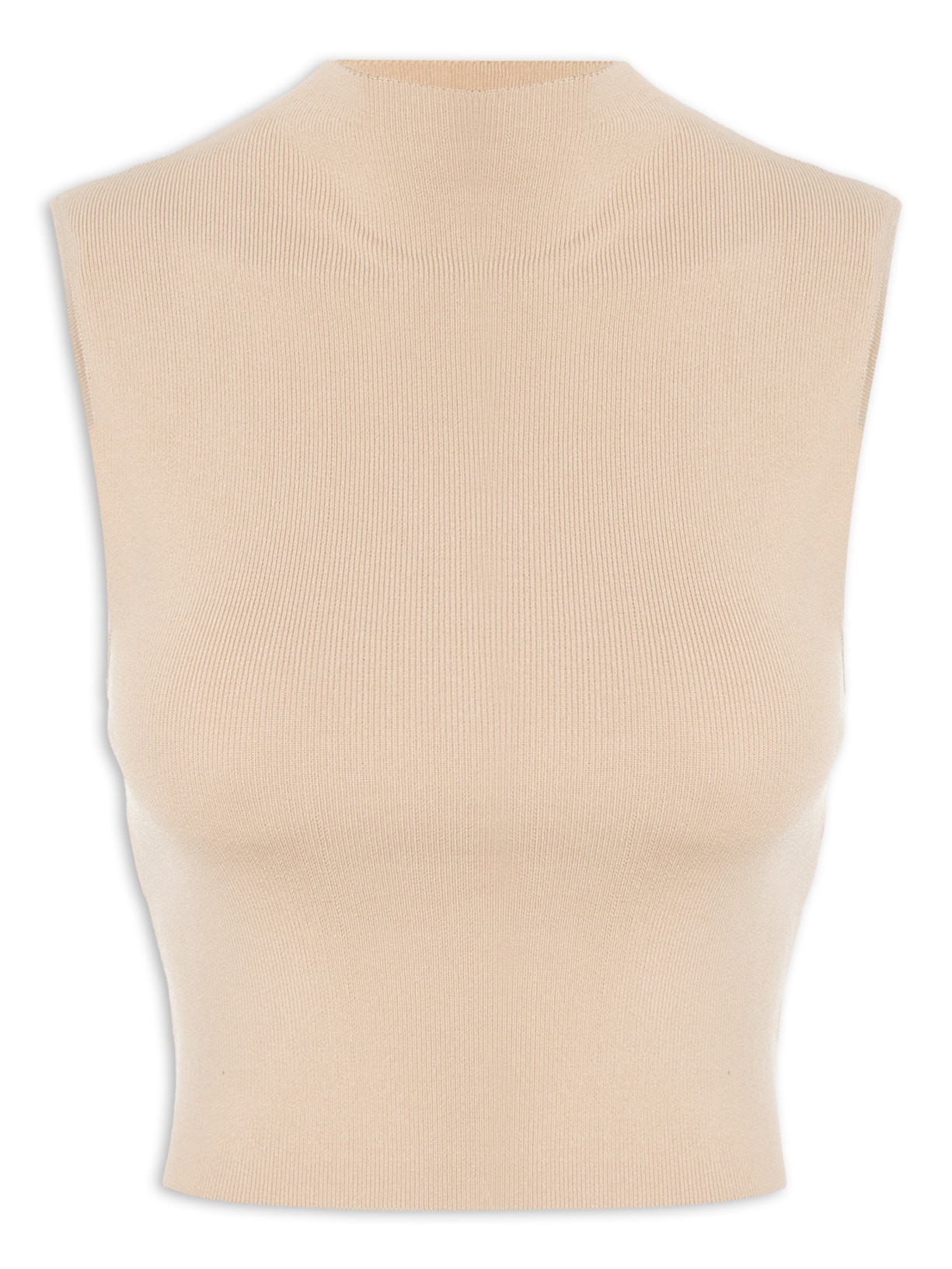 Blusa Femimina Cropped Gola Alta - Bege