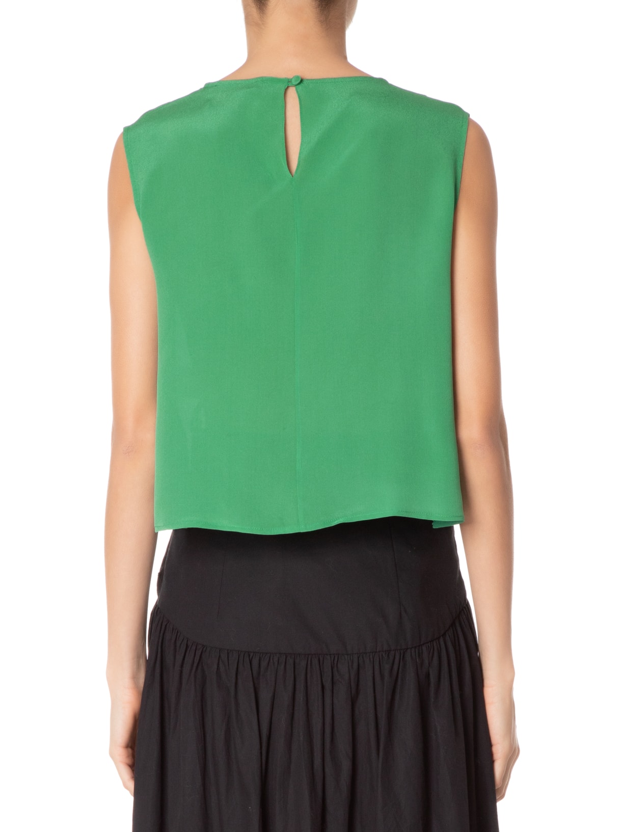 Blusa Feminia Em Seda Pura Decote Canoa Verde '2Essential