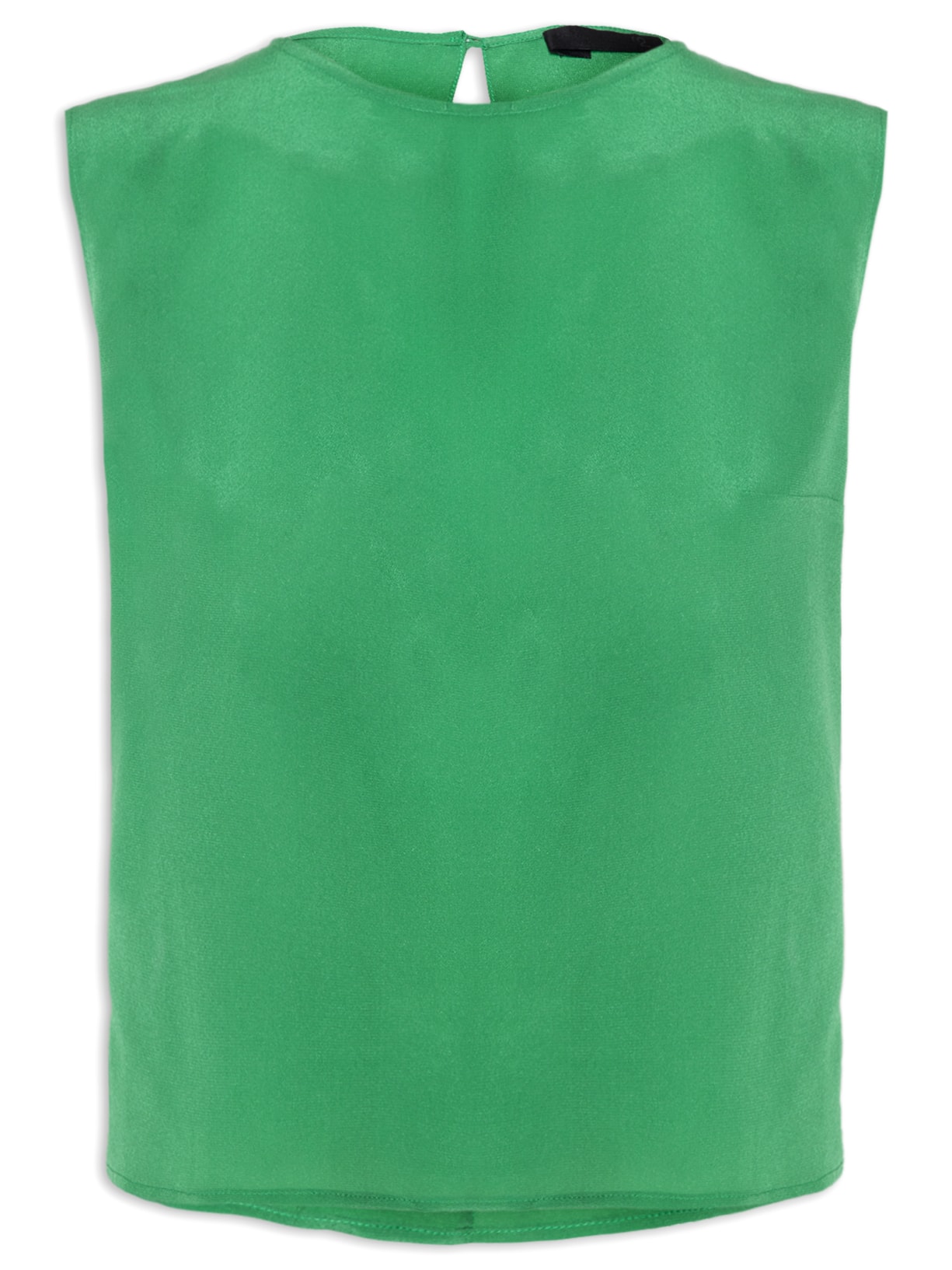 Blusa Feminia Em Seda Pura Decote Canoa - Verde