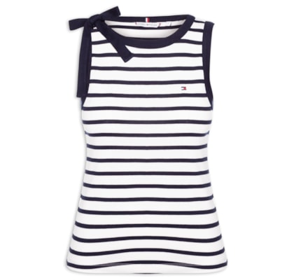 Blusa Feminina 1x1 Rib Bow Detail C-NK Tank Top - Branco