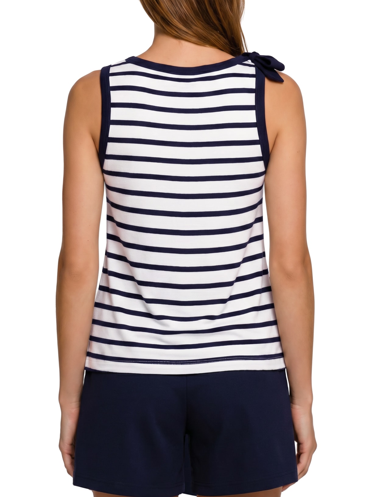 Blusa Feminina 1x1 Rib Bow Detail C-NK Tank Top Branco Tommy Hilfiger