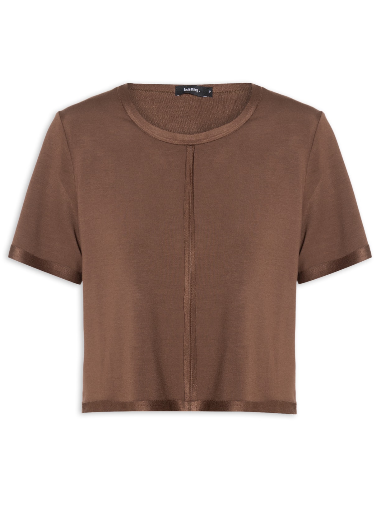 Blusa Feminina Acabamento Contrastante - Marrom