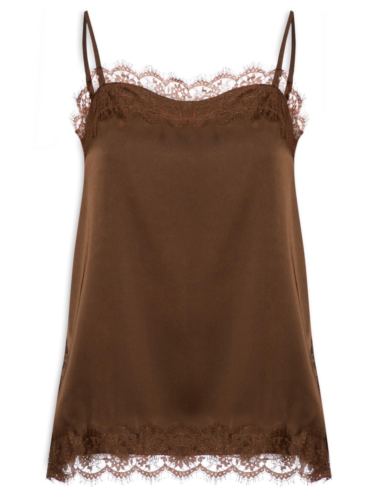 Blusa Feminina Acetinada Com Renda Marrom Market 33