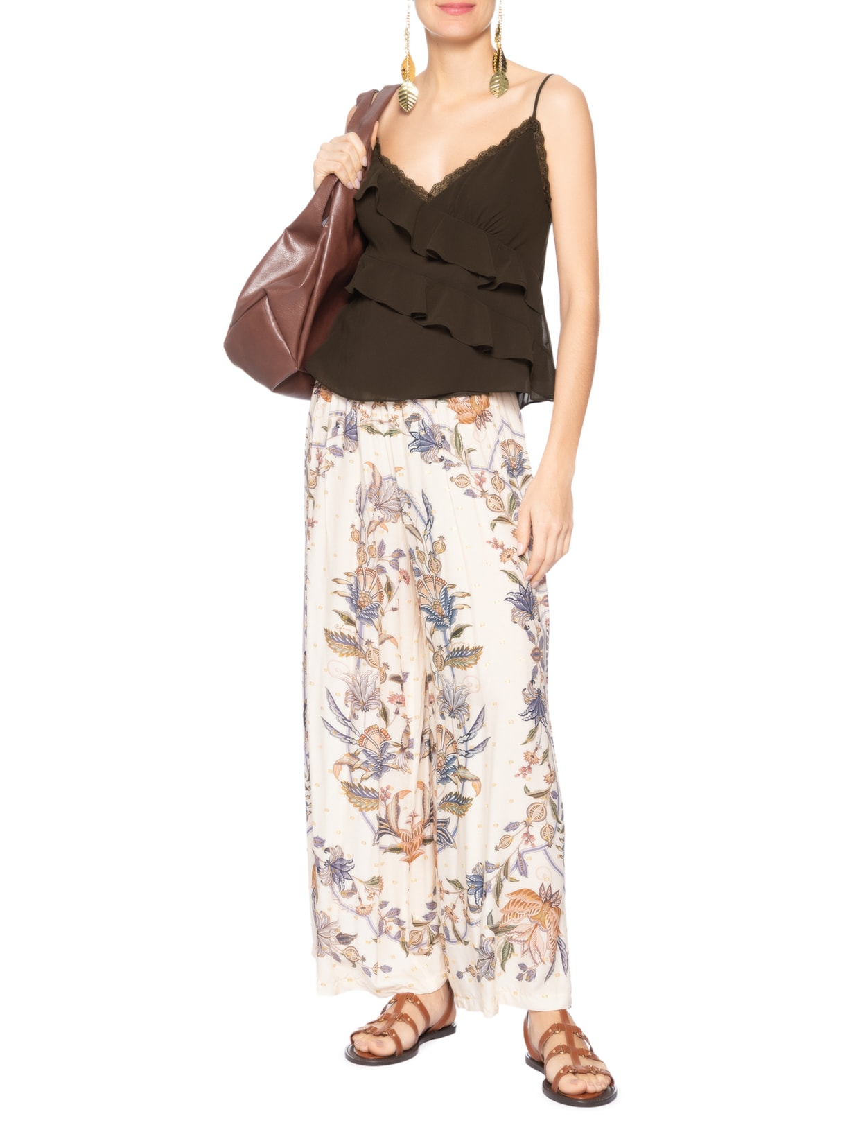 Blusa Feminina Acetinada Marrom Farm