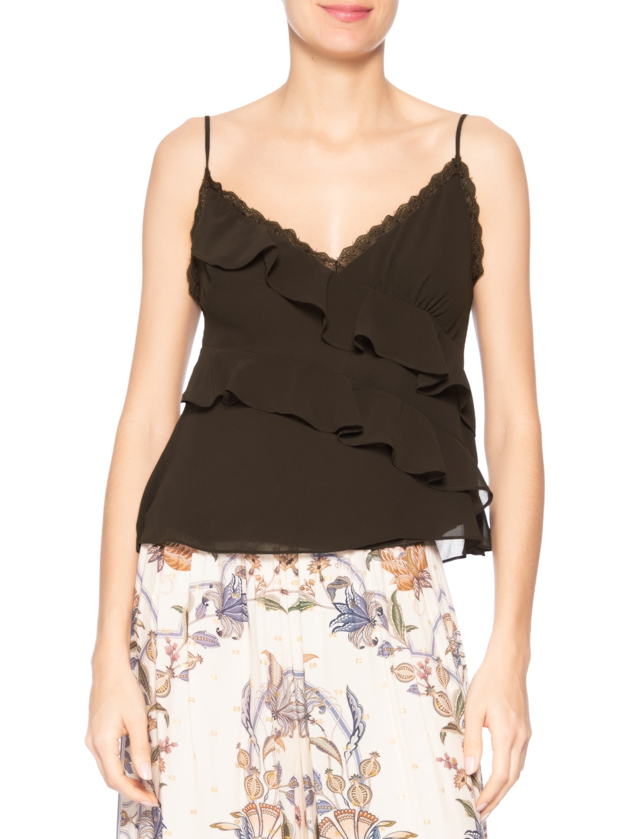 Blusa Feminina Acetinada Marrom Farm
