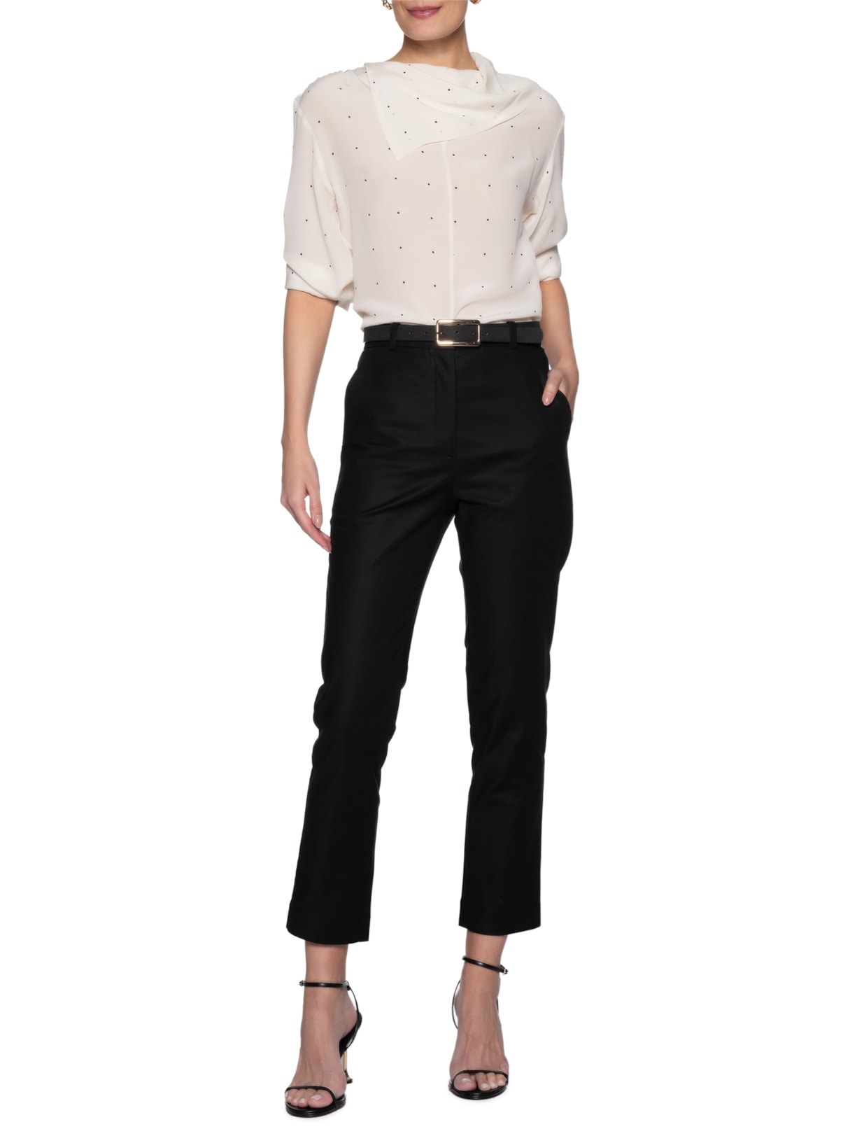Blusa Feminina Acinturada Lenço Branco Andrea Marques