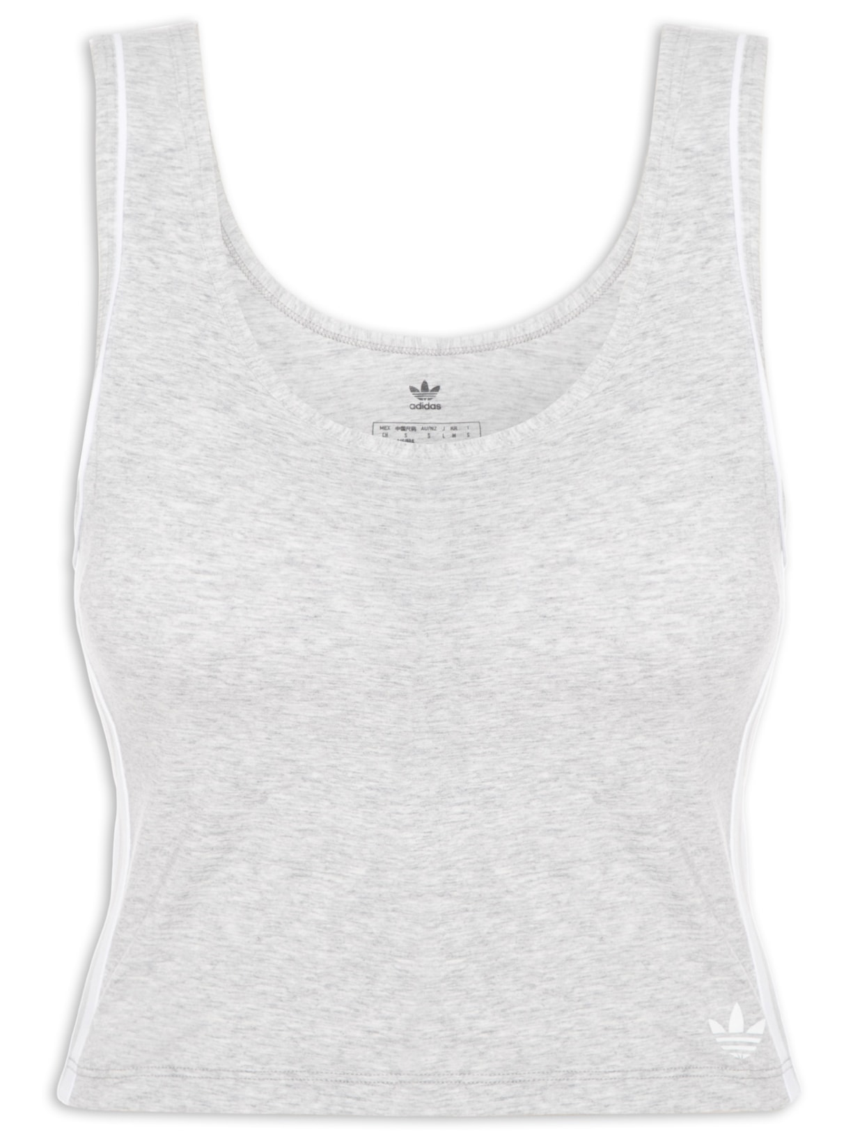 Blusa Feminina Adicolor Comfort Flex Cotton Crop Top - Cinza