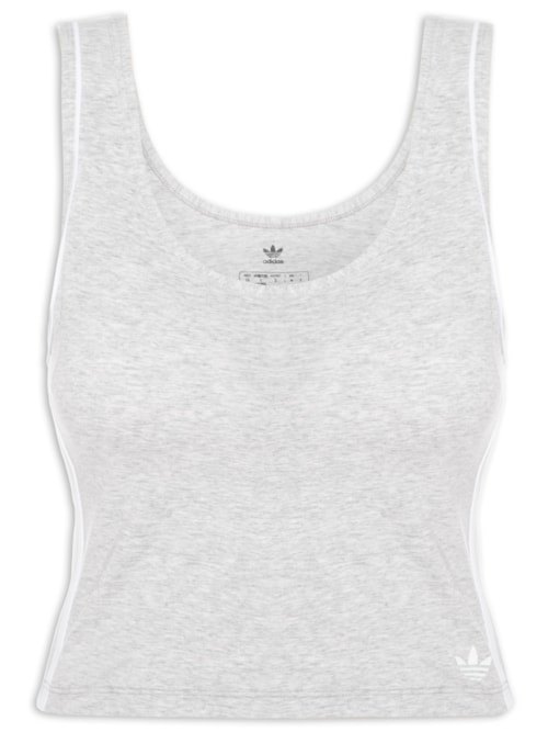 Blusa Feminina Adicolor Comfort Flex Cotton Crop Top - Cinza