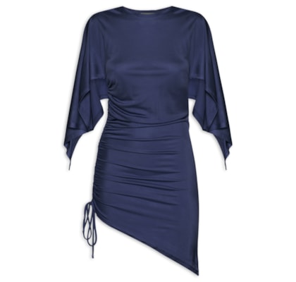 Blusa Feminina Ajustada Ao Corpo Com Franzidos - Azul