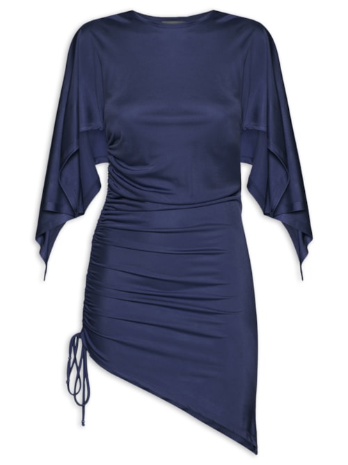 Blusa Feminina Ajustada Ao Corpo Com Franzidos - Azul