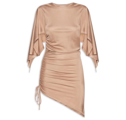 Blusa Feminina Ajustada Ao Corpo Com Franzidos - Bege